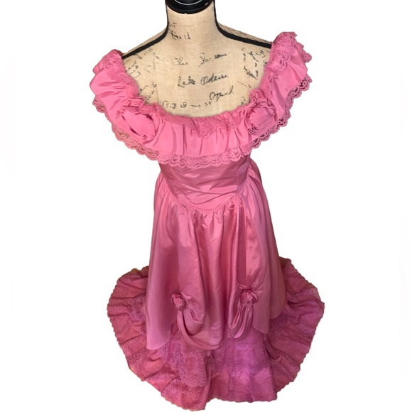 70’s Vintage Pink Women’s Prom Dress Size 9/10 - Picture 4 of 15